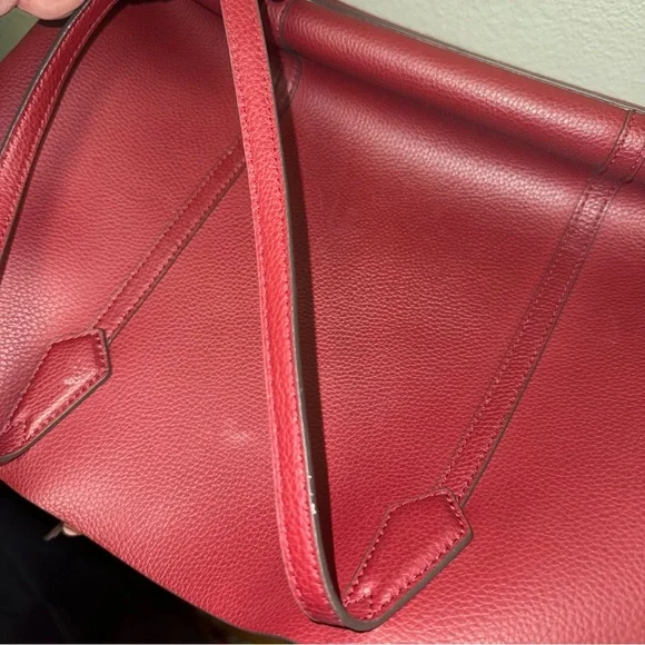 Tory Burch Ella Tote Burgundy Leather w/ Blue Interior Work School Bag - Picture 7 of 8